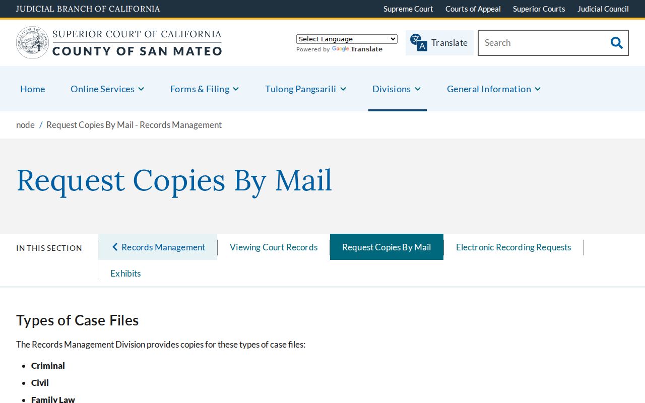 Foster City resident lookup court file access instructions