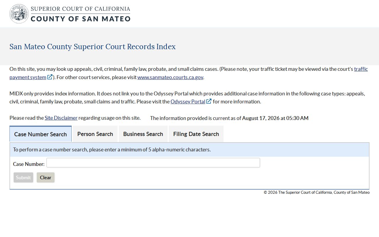 Foster City resident lookup San Mateo court public index