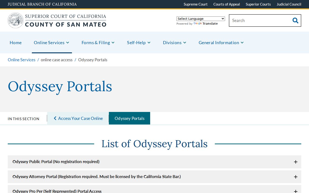 Foster City resident lookup Odyssey court portal choices