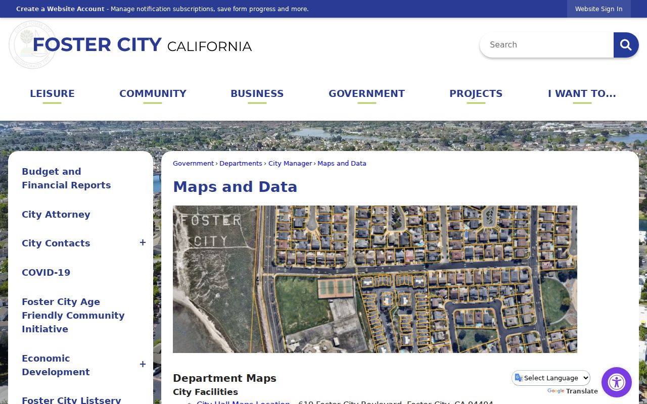 Foster City street directory city maps and parcel data