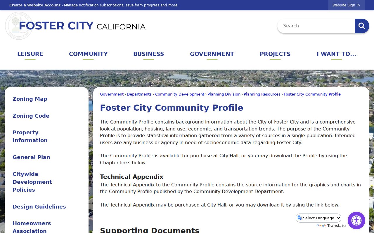Foster City ZIP code directory official community profile